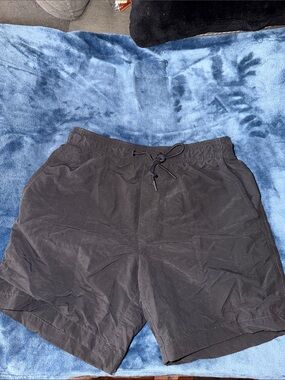 American Eagle Black Mesh-Lined Swim Shorts